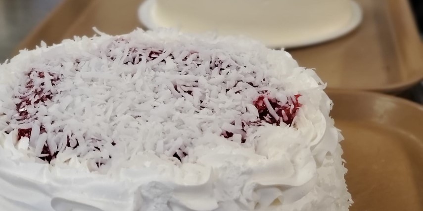 A close-up of one of the many delicious German desserts available at The Cabbage Roll Deli. 